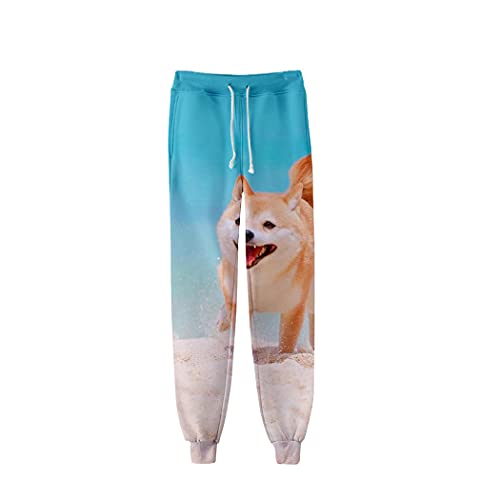Jogging Shiba Inu imprimé 3D Harajuku pantalon rose unisexe