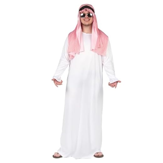 DEGUISE TOI – Disfraz de Emir Arabe para hombre, túnica – Tocado – XL/XXL – Blanco – Disfraces adultos – 100% poliéster – Hecho a mano – Carnaval