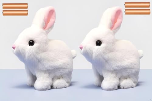 Image of 2 Pcs Walking Talking Bunny Toy with Sound & Realistic Movement, Battery Operated Jumping Rabbit Animal and Twitch Nose | Soft Toy for Kids & Toddlers (Included 4-Battery's)