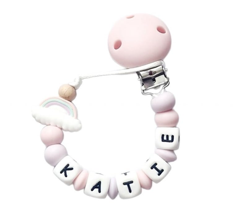 Twinkle Star Baby Pastel Pink & Lilac Rainbow Dummy Clip