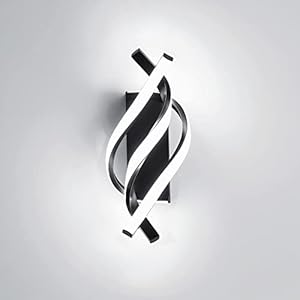 DAXGD Applique Murale Interieur, LED Lampe Murale Moderne 19W Design incurvée, Appliques led Luminaires Intérieur, 6000K 2500 lumens Noir, pour Chambre à Coucher, Salon