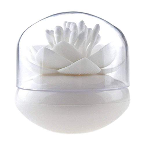Bloss Lotus Cotton Swab Holder Q-tip Holder Cotton Bud Holder Stylish Birthday Gift Cotton Swab Box Beauty Toothpicks Holder Toothpick Case – White