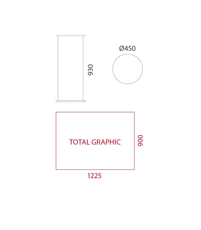 Mostrador de Recepción Publicitario Circular 930 mm | Superficie con Diámetro de 450 mm | Mostrador Promocional Portátil | Soporte Comercial para Ferias, Tiendas y Eventos