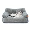 MEWOOFUN Cat Couch Bed for Indoor Cats, Washable Small Dog Beds for Medium Small Dogs & Cats up to 25 lbs, Fluffy Pet Beds with Non-Slip Bottom, 26×19×13 Inch (Grey)