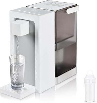 Instant Hot Water Filter Dispenser, 3L Super Large Water Tank, Powerful Countertop Water Filter System, Instant Heating in 3 Seconds, Smart Touch Screen with, Comes with 2 Filter Element
