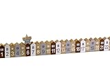 Holz Adventskalender Winter Stadt mit silbernem Stern L: 38 cm - Adventsdeko, Weihnachten Deko, Advent