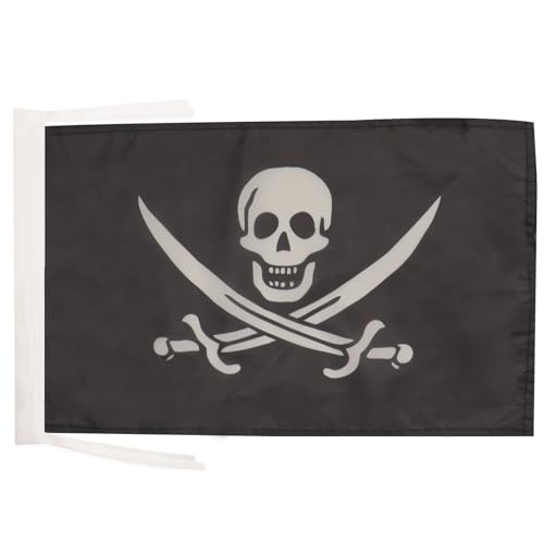 AZ FLAG Bandiera Pirata Jack Rackham 45x30 cm - Bandierina Dei Pirati - Teschio 30 x 45 cm Cordicelle