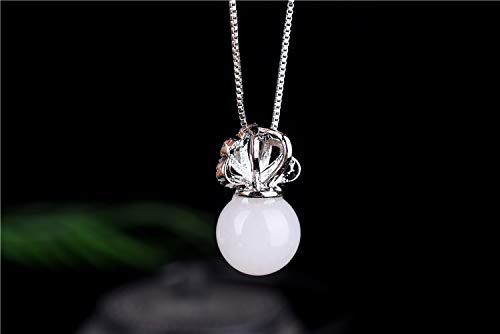 Pendentif de Jade Blanc Naturel Collier Argent 925 Idée Cadeau Unique - 3