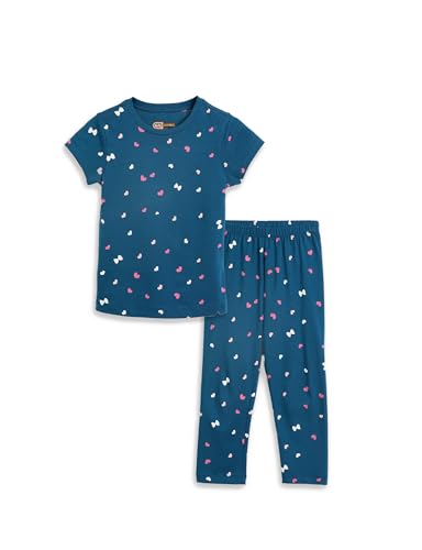 Image of Amazon Brand - Symbol Girls 100% Cotton Night Suit Set |Half Sleeves T-Shirt & Pajama Set | Age 2-14 Years