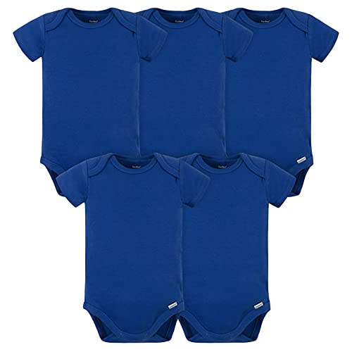 Gerber Baby 5 Pack Onesies Multi-Packs Bundle Interlock 180 GSM, Blue, 3-6 Months