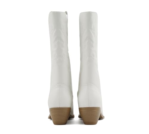 Image of Soda inchTELLER inch ~ Women's Western Cowboy Boots with Stitched Detailing, Pointed Toe, and Low Block Heel