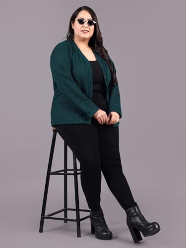 Image of HIFZAA Plus Size Sweater for Womens Woolen Full Sleeve Cardigan 3XL 4XL 5XL 6XL
