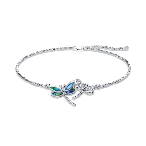 Image of 925 Sterling Silver Anklet Foot Bracelet with Crystal from Austria, Anklet Jewelry Gifts for Women 11 Inch Adjustable