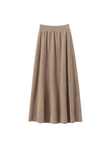 Women Knit A-Line Pleated Skirt Thick Warm Soft Solid Vintage Casual Business Skirt