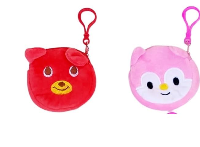 Multicolourr Zip Pouch Trendy Purse Soft Furry Plush Coin Money Stationery Accessories Women Wallet Bag Pack of 2-picture-36