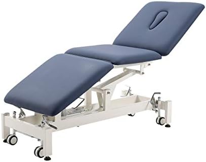HomelyD Electric Treatment Table Hi-Lo Adjustable，3-Section Physical Therapy Table, Ultra Comfortable Foot Control for Massage and Acupuncture (Blue)