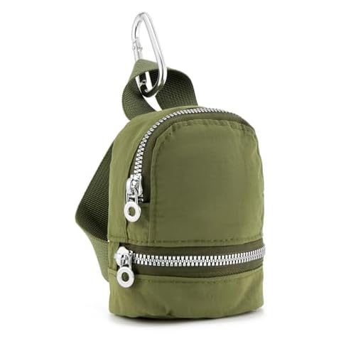 WOZEAH Mini Backpack Keychain for Women,Small Change Pouch Coin Purse with Zipper for Key Card Lipstick Headset Cosmetics Bag（N Green） Cover
