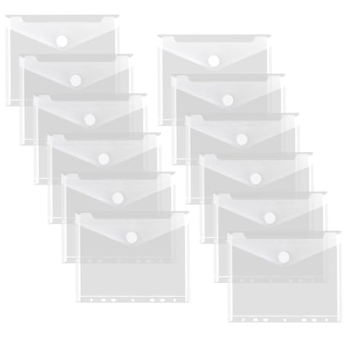 12 Stück Dokumententasche A5, 22.5x18cm Umschlagmappen zum Abheften Dokumentenmappe Sichttaschen mit Klettverschluss, Brieftaschen Tasche für Papierkram, Dokumente, Quittungen, Bürobedarf