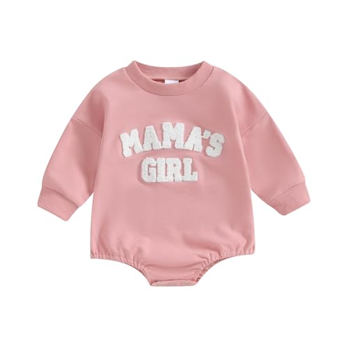 Dcohmch Baby Girls Fall Round Neck Romper Shirt Mamas Girl Embroidery Long Sleeve Casual Sweatshirt Pullover Tops