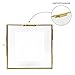 Isaac Jacobs 5x5, Antique Gold, Vintage Style Brass and Glass Hanging Picture Frame, Wall-Mountable, Floating Picture Frame w/Locket Closure, for Photos, Wall Décor, Art, & More (5x5, Antique Gold)