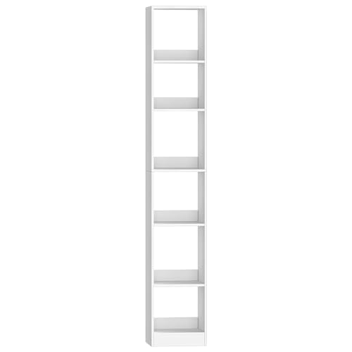 Hzuaneri Bücherregal, 6-Tier Bücherschrank, Würfelregal, Modernes offenes Regal aus Holz, Aufbewahrungsregale und Präsentationsregale für Wohnzimmer, Home Office, Schlafzimmer, Weiß BC09603X