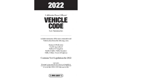 2022 CALIFORNIA VEHICLE QWIK-CODE