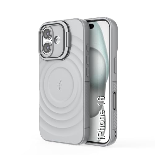 Image of LuxuryKase Shockproof Case for iPhone 16 | Ripple Pattern | Camera Protection | Inner Velvet Fabric Lining | Protective Cover with Enhanced Grip & Wireless Charging Support - Grey