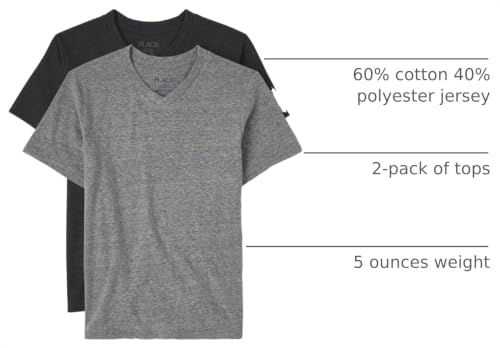 The Children's Place,Boys,Short Sleeve Fashion Top,Black/Grey 2 Pack,Small (5/6) - image 2
