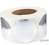 2 Inch Metallic Silver Round Circle Dots Wall Sticker for Organizing Inventory Self-Adhesive Target Stickers Reflective Sealing Labels(500 Pcs Per Roll)
