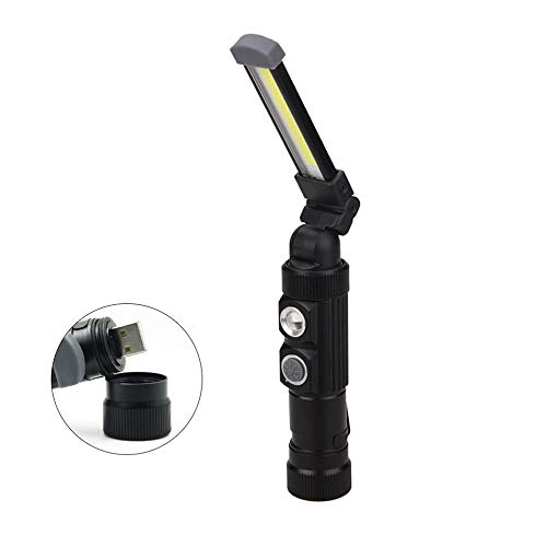 Preisvergleich Produktbild LED Arbeitsleuchte wiederaufladbare USB Taschenlampe, LUXNOVAQ 360 ° drehbar Mini Werkstattlampe Handlampe Tragbare COB Inspektionslampe Arbeitslampe mit Magnet und Clip & 5 Modi für Auto Mechaniker