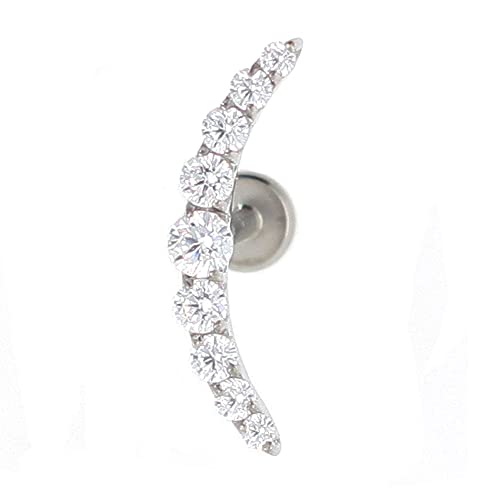 NewkeepsR 16G G23 Titanium Press Fit Threadless Push Pop in Big Crescent Bezel Cluster Gems Top Labret Lip Monroe Stud Tragus