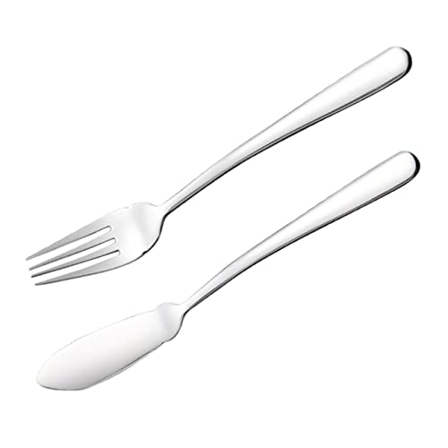 IMIKEYA Fischbesteckset Edelstahl 2 Stück Fischmesser Und Fischgabel Silbergeschirr Für Zuhause Reisen Und Buffet
