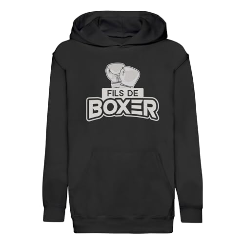 Sweat à capuche enfant Fils de Boxer : cadeau humour boxe et combat premium