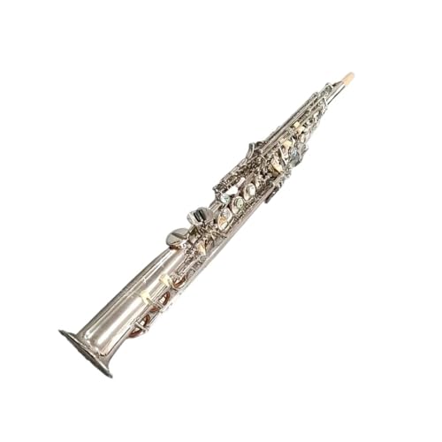 サックス ニッケルメッキのBフラットソプラノサックス、マウスピースリードとネック付き