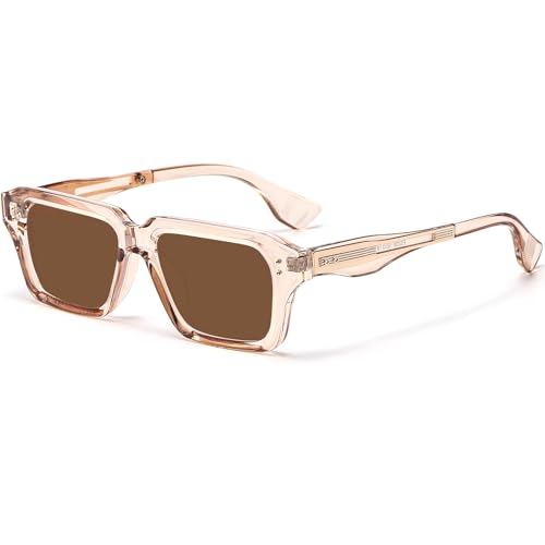 Image of AIEYEZO Rectangle Sunglasses for Men Women Fashion Square Frame Sun Glasses 90's Retro Designer Shades