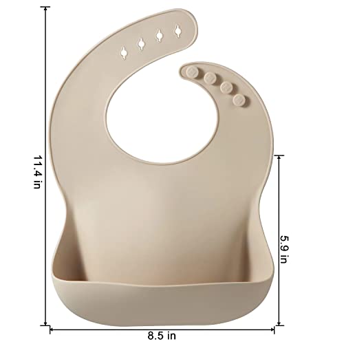 Image of PandaEar Set of 3 Silicone Baby Bibs, Waterproof Soft Adjustable Bibs for Babies Toddlers 10-72 Months