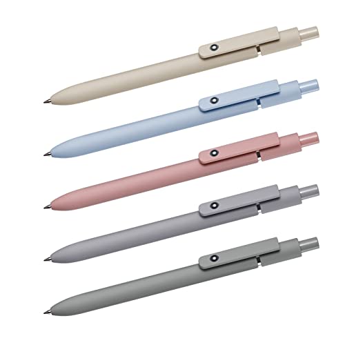 Eeoyu 5Pcs Gel Pens Quick Dry Ink Pens Fine Point Retractable Roller Ball Pens Black Ink Smooth Writing Pens, Cute Pens, Aesthetic Pens For School Office Home Diary Pens #TOP2
