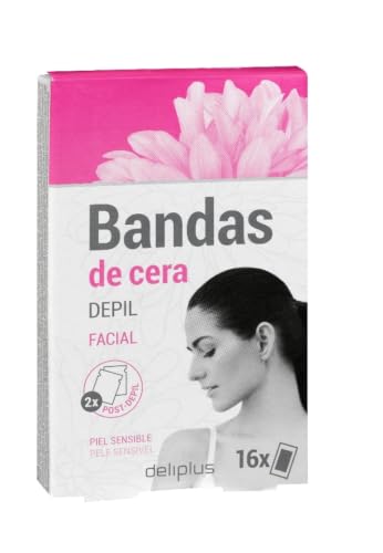 Deliplus Bandas de Cera Facial Piel Sensible, 16 Bandas