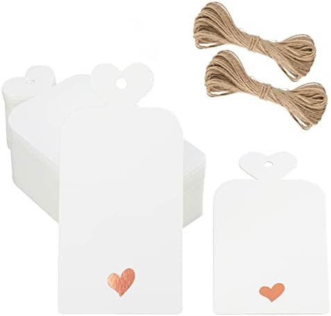 Gift Kraft Paper Tags, 4.5 x9 CM Luggage Wedding Labels, 300g/m² Large Blank Tags with String, 100 PCS