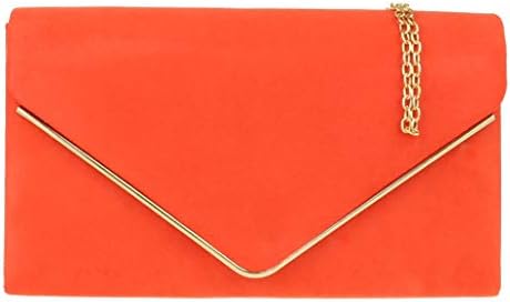 Girly Handbags Faux Suede Clutch Bag Envelope Metallic Handbag