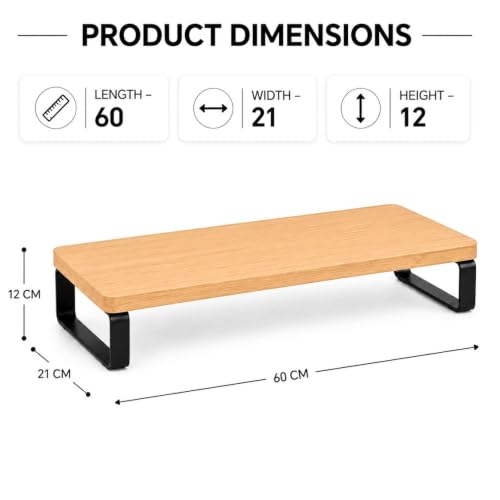 Image of Decorlay Engineered Wood Monitor Stand Riser for Desk, Desktop Organizer with Metal Legs, Computer Screen Stand for Office & Home, Laptop Stand Shelf, Tabletop Storage Rack, Wooden Desk Organizer for Monitor Keyboard Accessories