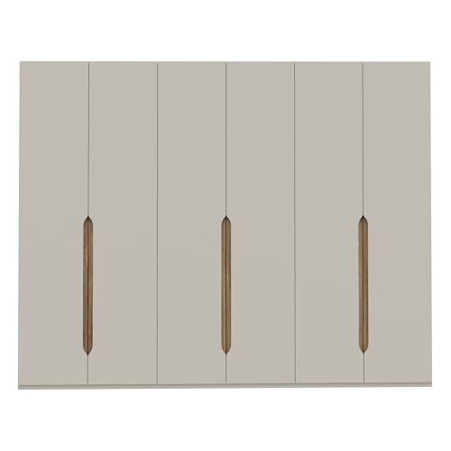 Forte EDWAL Kleiderschrank 280, moderner Kleiderschrank mit abgerundeten Griffmulden, 6-türig, Holzwerkstoff, Kaschmir|Beige Holzdekor, 266,1 cm...