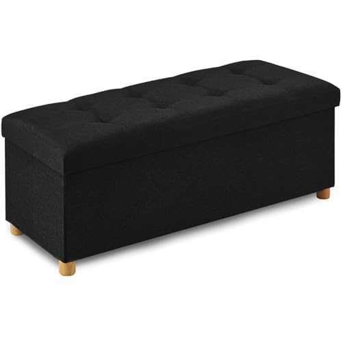 Image of BRIAN & DANY 43 Inches Folding Storage Ottoman Bench, Ottoman with Storage Bench for Bedroom, Living Room, Entryway, Foot Rest with Legs, Black