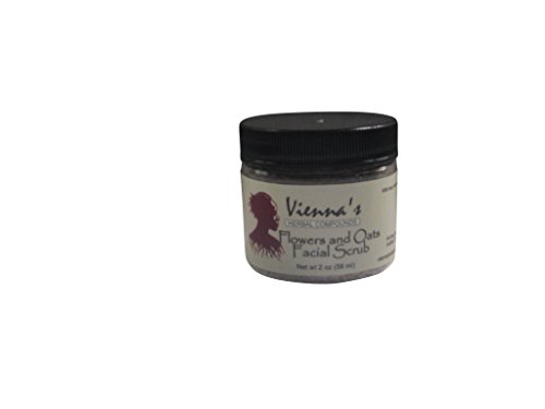 Organic Facial Scrub - Flowers, Oats and Almonds. Gentle Nourishing and Moisturizing Non-Drying Cleansing for Glowing Skin. 100% Natural Botanicals. 2 Oz.