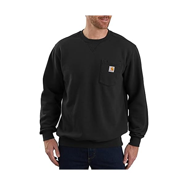 Carhartt Men's Loose Fit Midweight Crewneck Pocket Sweatshirt, Black, Large
