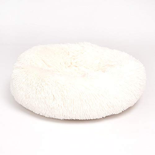 Cat Dog Bed Nest Luxury Shag Fur Donut Cuddler House Round Donut Beds Indoor Pillow Cuddler Medium Dogs Cats Breathable Waterproof Deep Sleeping 6026CM (Color : Beige)