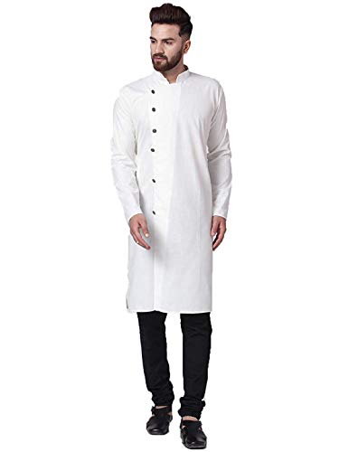 Kurta pyjama en coton blanc et noir Angarakha homme taille 44