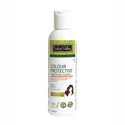 Indus Valley Organic Colour Protective Shampoo with Conditioner for Damaged Hair Natural Vitamins & Minerals Enriched Nourishing Shampoo for Colored & Dry Hair (200 ml, Pack of 1)