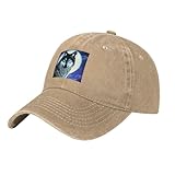 Gorra de béisbol negra con imagen de lobo bajo la luna, gorra clásica de algodón para hombres y mujeres, ligera y transpirable, Natural, talla única