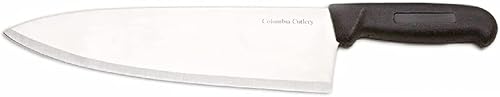 Columbia - Cuchillo de chef comercial para cubiertos de 8 pulgadas, mango de fibra negra, afilado y apto para lavavajillas